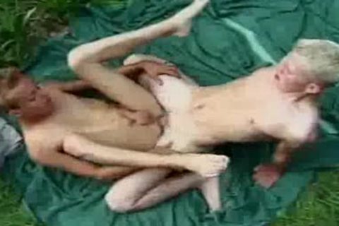Blond twinks outdoors