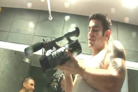 A beautiful homosexual lad In The baths Masturbating