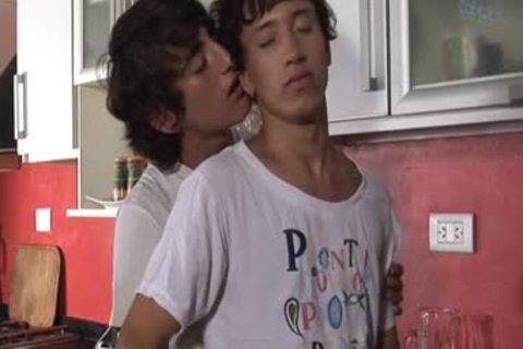 Two young gay fellows bang In The Kitchen