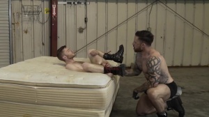 BROMO - Muscled brunette Jordan Levine receives handjob