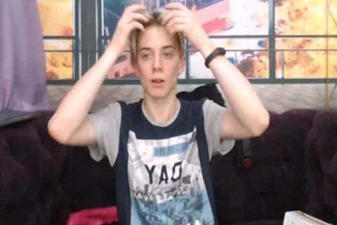 slim teen Playing With large hairless cock And Balls - Buttplug