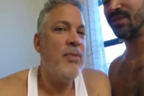 Muscle Bear Barebacking slammed By Two large dick