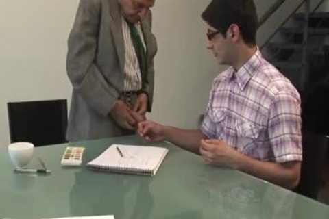 grand-dad plows youthful lad