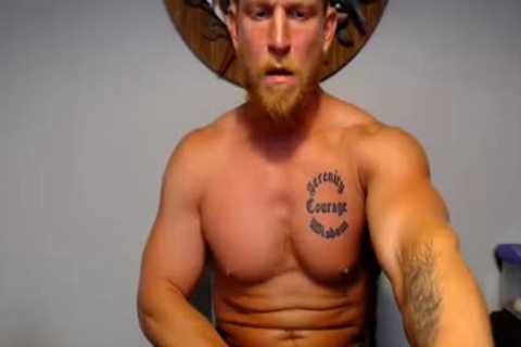 Blond brawny dude Masturbates In Live