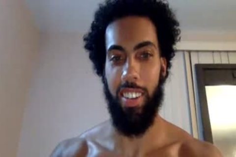 Bearded man Showing His large 10-Pounder