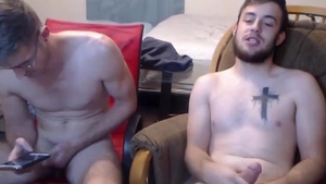 Two boys Jerking And Cumming Onto The Glass Desk