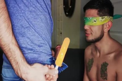 Blindfolded Roommate acquires cock To Distract Him