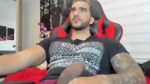 lusty Latino man With Tattoos Strokes His dark Monster shlong