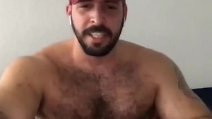 Beard Mascle Daddy Wanks Off humongous knob And Cums A Lot