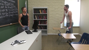 Men: Eager Twink Deep-Throats the Lucky Tattooed Janitor
