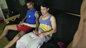 Latin Leche: Uncut Trio Fills Tight Ass and Mouth